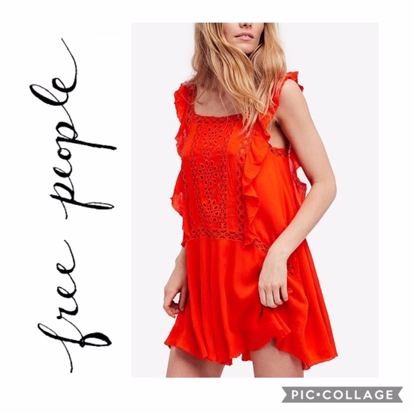Free People Dresses & Skirts - Free People Priscilla Ruffled Crochet-Trim Dress